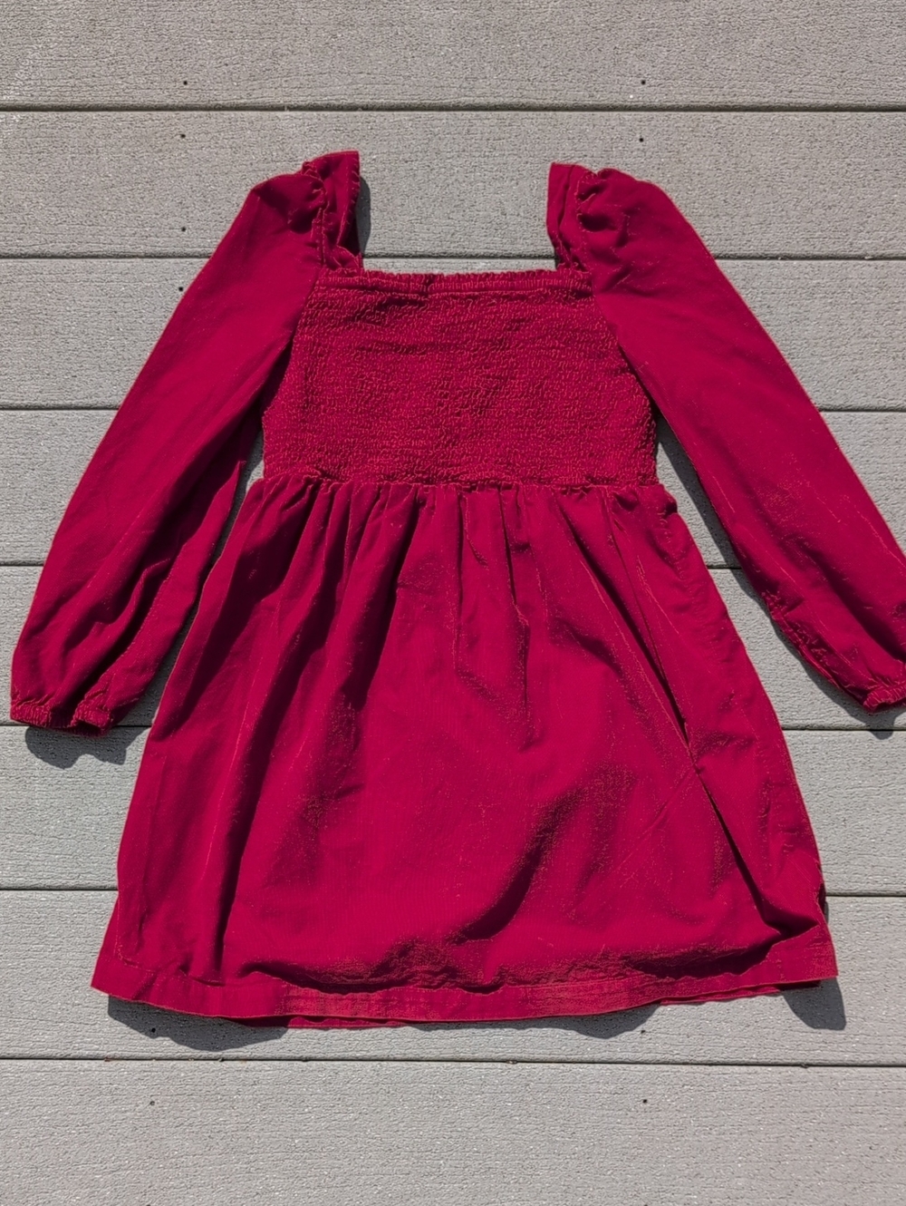 Gap Kids Smocked Corduroy Long Sleeve Dress | Girls Red Dress